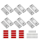 ZIJANG 6 Sets Türmagnet, Mit Schrauben und Doppelseitigem Klebeband, Zwei Montagearten, Ultradünner Edelstahl-Magnetverschluss, Weit Verbreitet in Schiebetüren und Fenstern, Küchenschrank-Türschließ
