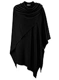 Zwillingsherz Poncho-Schal mit Kaschmir - Hochwertiges Cape für Damen - XXL Umhängetuch und Tunika mit Ärmel - Strick-Pullover - Sweatshirt - Stola für Sommer und Winter von Cashmere Dreams (Black)