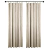 WOLTU VH5886cm-2, 2er Set Gardinen Vorhänge Blickdicht mit Kräuselband, 270g/m2 Schwere Verdunkelungsvorhang Thermovorhang Damast Optik lichtdicht für Wohnzimmer Schlafzimmer, 135x245 cm, Crè