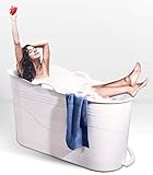 Schwänlein® Mobile Badewanne für Erwachsene XL Ideal für das kleines Badezimmer 123 * 53 * 63cm Stylisch und Stimmungsvoll (Weiß)