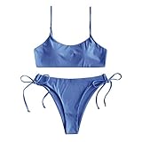 TYTUOO Sommer Damen Mode Split Badeanzug Mode Bademode Beachwear Bikini, A-Blau, L
