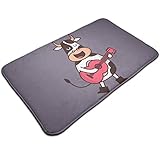Unique Life Fußmatte mit Kuh-Motiv und Gitarre, super weich, rutschfest, klein, für Schlafzimmer, Wohnzimmer, Kinderzimmer, Dekor (50 x 80 cm)