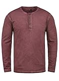 !Solid Timur Herren Longsleeve Langarmshirt Shirt Mit Grandad-Ausschnitt Und Brusttasche Aus 100% Baumwolle, Größe:XL, Farbe:Wine Red (0985)