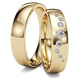 KOLIBRI RINGS GOLD- Eheringe Paarpreis Gold 333 Massiv mit 9 Diamanten Trauringe Verlobungsringe Partnerringe 100% Made in Germany- Inkl. Gratis Etui + Gravur + Zertifikat (Hochglanz Poliert)