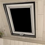 Eurohome Thermo Dachfenster Rollo ohne Bohren Sonnenschutz Verdunkelungsrollo mit Saugnäpfen für Velux Fenster Schwarz 60 x 115