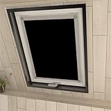 Eurohome Thermo Dachfenster Rollo ohne Bohren Sonnenschutz Verdunkelungsrollo mit Saugnäpfen für Velux Fenster Schwarz 76 x 115