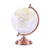 Exerz 20cm Globus Golden Farbe Metallisch - Pädagogische, Geografische, Moderne Desktop-Dekoration - Metallbogen Und -Basis, In Goldener Farbe Beschichtet - D