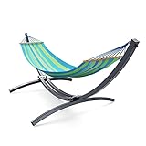 K-Sport: Große Outdoor-Hängematte mit Gestell bis 150 kg belastbarer Hängesessel I Hammock mit robustem Standrahmen I Garten-Schaukelbett für Außenb