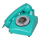 kabelgebundene Analog- und DECT-Telefone Retro Retro Festnetztelefon im Stil der 70er Jahre - Curly Cord, Authentic Bell Ring - 4 Farben (Farbe: Blau)