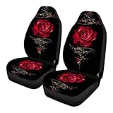 Coloranimal Autositzbezüge mit roter Rose, 2 Stück, staubdicht, Vordersitze, Satteldecke, bequem, Auto-Zubehör,
