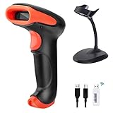 Tera Barcode Scanner 1D 2D wireless usb kabellos QR mit Ständern halterung USB Handscanner 500 Scans/Sek 4 Mil Auflösung 360° Scannen 100m Reichweite mit Anleitung in D