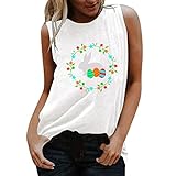 KGLHTYU Happy Easter Ostern Weste Damen Osterhasen Druck Tanktops Sportweste Tshirt Ärmellose Rundhals Sommertops Basic Shirt Bequeme Tunika Bluse Laufshirt 2022 Lustig Festival T S