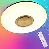 RGB Dimmbar LED 36W Deckenleuchte mit Fernbedienung, LED Deckenlampe dimmbar mit Bluetooth Lautsprecher 5 Farbwechsel Badezimmer Lampe,IP40 Leuchte für Wohnzimmer Schlafzimmer Kinderzimmer Bad 20PCS