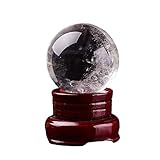 glaskugel Natural White Crystal Ball Home Furnishings, kann Holzsockel gedreht werden, um zu betrachten Divination oder Feng Shui und Reichtum Ball Telling, The Crystal Ball ist 3,1 Zoll im D