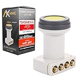 AX digitaler Quad LNB - hitze und kältebeständiger Wetterschutz LNB -35°C~70°C - mit LTE Filter - LNB 4-Fach - LNB-Sat mit 0,1 db Rauschmaß - vierfach LNB Full HD 4K UHD 3D