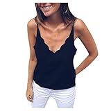 OverDose Damen Urlaub Mode Frauen Casual Sleeveless Backless Spitze Weste Club Strand Surfen Sport Schlank Charming T-Shirt V-Ausschnitt Top B