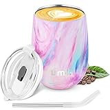 Amazon Brand - Umi Kaffeebecher to go 360ml, Thermobecher Edelstahl Isolierender Wiederverwendbarer Kaffeebecher BPA-Frei, Reisebecher mit Trinkhalm und Deckel, für Kaffee,Wein und Cock