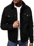 OZONEE Herren Jeansjacke Jacke Jeans Winterjacke Gefüttert Übergangsjacke Herbstjacke Vintage Herrenjacke Winter Übergangs Denim Bikerjacke Sherpa Jacket BN/7278Z SCHWARZ S