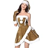 Damen Weihnachten Kleid Cosplay Spitze Negligee Babydoll Lingerie Erotik Reizwäsche Sexy Dreiteiliger Anzug Frauen Chrismas Nachtwäsche Kleid + Weihnachtsmütze + H