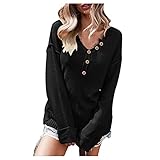 Kleider, Stitch-Sweatshirt, Rock-Shirts für Damen, feminine T-Shirts, einfarbig, mit Kordeln, lange Ärmel, Sweatershirt, Herbst, Winterpullover, (#004)schwarz, M