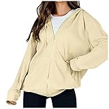 Classics Damen Sweatshirt Jacke, Sweat Parka Kapuzenpullover Mit Zipper,Cardigan Lang Strickmantel Pullover Outwear Langarm Herbst Mäntel Tasche Oversize Frühling/Winter/Herbst Langer Kapuze H