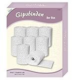 Mammut 144007 - Gipsbinden 8er Pack, 8 Modellierbinden als Zubehör und Erweiterung für Gipsabdruck Babybauch Set, Ergänzung zum Abformen Eines Gipsbauch für kreative, weiß, 1000 g