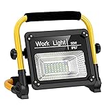 Linkax LED Baustrahler Akku, 50W 4000LM LED Strahler Tragbare mit 2 Lichtmodi Akkukapazität 5000 mAh, IP67 Wasserdicht Arbeitsscheinwerfer für Baustelle, Außen Beleuchtung für Camping, Angeln, N