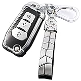 GRWGLE TPU Key FOB-Abdeckung für Ford Focus 3 Escort Kuga Everest Fiesta Mustang Edge MKV Fusion 2016 Ranger,Silber,with C