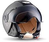 MOTO Helmets® H44 „Vintage Titan“ · Jet-Helm · Motorrad-Helm Roller-Helm Scooter-Helm Bobber Mofa-Helm Chopper Retro Cruiser Vintage Pilot Biker · ECE Visier Schnellverschluss Tasche XL (61-62cm)