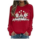 CHENYM Weihnachtspullover, Weihnachtspullover, Weihnachtssweatshirt T-Shirts Damen Weihnachten Sweatshirt Winter Langarmshirt Weihnachtspullover mit Komisch gedruckt Xmas O