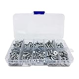 Senkschraube mit Kreuzschlitz 250 Stück, Edelstahl Schraubensatz, Senkkopfschrauben 304 Edelstahl, Mechanische Schraube Vollgewinde, M3, M4, M5