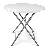 Park Alley Gartentisch klappbar in weiß - runder Klapptisch für Balkon, Terrasse und Garten geeignet - als Partytisch und Beistelltisch nutzbar - Durchmesser ca. 80 cm, Höhe ca. 74