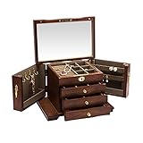 CaoQuanBaiHuoDian Aufbewahrungsbox für Damenschmuck Große hölzerne Schmuckkiste Fallschrank Armoire Ring Aufbewahrungsbox Organizer Praktisches Design (Farbe : Wood)