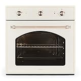 Klarstein Vilhelmine - Einbau-Backofen, Elektrobackofen, 55 Liter Volumen, Vintage-Design, 3 Betriebsfunktionen, Ober- Unterhitze, Garzeit-Timer, Edelstahl, elfenbein-kup