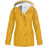 Tekaopuer Pure Color Langarm Herbst Winter Plus Fleece Jacke Outdoor Bergsteigen Kapuzenmantel für Damen, Z2-gelb, 42