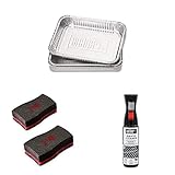 Weber 6415 Alu-Tropfschalen, 15x22cm, 10 Stück, Einwegschalen, Fettauffangschale + Reinigungsschwamm, 2 Stück + Grillrost-Reiniger, 300 ml, Nebelspray, löst Fett- und Sp