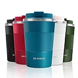 CS COSDDI Thermobecher- Isolierbecher, Edelstahl Travel Mug，13oz/380ml Vakuum auslaufsicher Reisebecher mit Deckel, Autobecher, doppelwandig isoliert für Kaffee, Wasser und Tee, Kaffee-to-go B