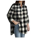 IFOUNDYOU Bluse Damen Elegant Langarm Einfarbig Hemdbluse V-Ausschnitt Casual Tunika Blusenoberteile mit Knopfleiste Lose Sexy Langarmshirt Blusen Oberteile für Freizeit Business Arb