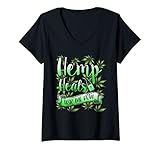 Damen Hanf Heals Ask Me How Natural Hanf & CBD Geschenke T-Shirt mit V