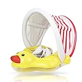 EDWEKIN® Baby Schwimmring, Baby Schwimmhilfe mit abnehmbarem Sonnendach, Baby Schwimmtrainer, Schwimmreifen für Babys, Kleinkinder; 9 Monate bis 36 Monate und 18kg