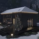 Atlojoys Eiszapfen-Lichterkette 40 STK.LED Lichtervorhang, Weihnachtsbeleuchtung Außen, für Weihnachten Party Pavillon Balkon, Warmweiß Acryl Fernbedienung