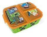 Kinder Brotdose mit 3 Fächern, Minecraft Lunchbox,Bento Brotbox für Kinder - ideal für Schule, Kindergarten oder F