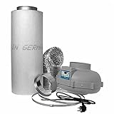 Prima Klima Aktivkohlefilter Lüftungsset inkl. Rohrventilator 420/800 m³/h AKF Belüftungsset für Growbox/Homebox