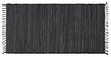 ABC Italia onloom Fleckerlteppich Flickenteppich Läufer, 100% nachhaltige Baumwolle, Teppich waschbar, Farbe:Dark Grey, Größe:90 x 160