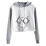 Autumn Winter Crop Tops Casual Daily Sports Workout Hoodie Jumper Women's T-Shirt, Hooded Pullover Long Sleeved Hipster Drawstring Fashion Cartoon-Print Streetwear Sweater, Sweatshirts Fashion B