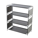 robust 4-stufel-Tuchpartition Schuhgestell, Kunststoffrahmen, erweiterbar, 8 Paare, langlebig, robuster Schuhregal-Speicherorganisator, Eingang Geschenke ( Color : Black , Größe : 18.5x8.7x21.9in )