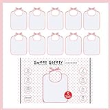 Sweet Safety Baby Lätzchen Set zum Bemalen Baumwolle Rosa Weiß für Mädchen Geschenk Geburt Spiele Babyparty 10 Stück