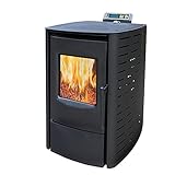 Nemaxx P6 Pelletofen Pelletkamin Pelletkaminofen 6 kW Kaminofen Heizofen Pellet Ofen Kamin Pelletheizung Heizung - schwarz - WiFi-Ready