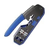 MJJCY Pflegen Alles in einem EZ RJ45. Werkzeugnetzwerk Crimperkabel Crimpwerkzeuge für RJ45. Cat7 Cat6 Cat5. RJ11 RJ12. Modulare Stecker Metallclip-Zangen Drahtzange (Color : Dark Blue)