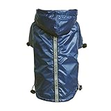 perfk Hunde Regenmantel reflektierende Regenjacke mit Kapuze und Bauchschutz - Blau, S